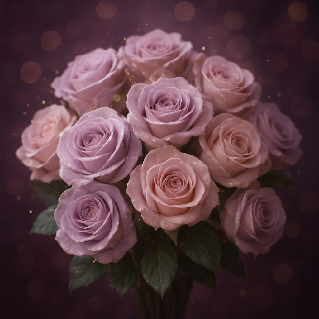 Bouquet of lavender and pink roses